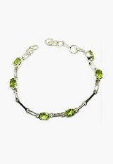 fine silver oval cut peridot birthstone bracelet
